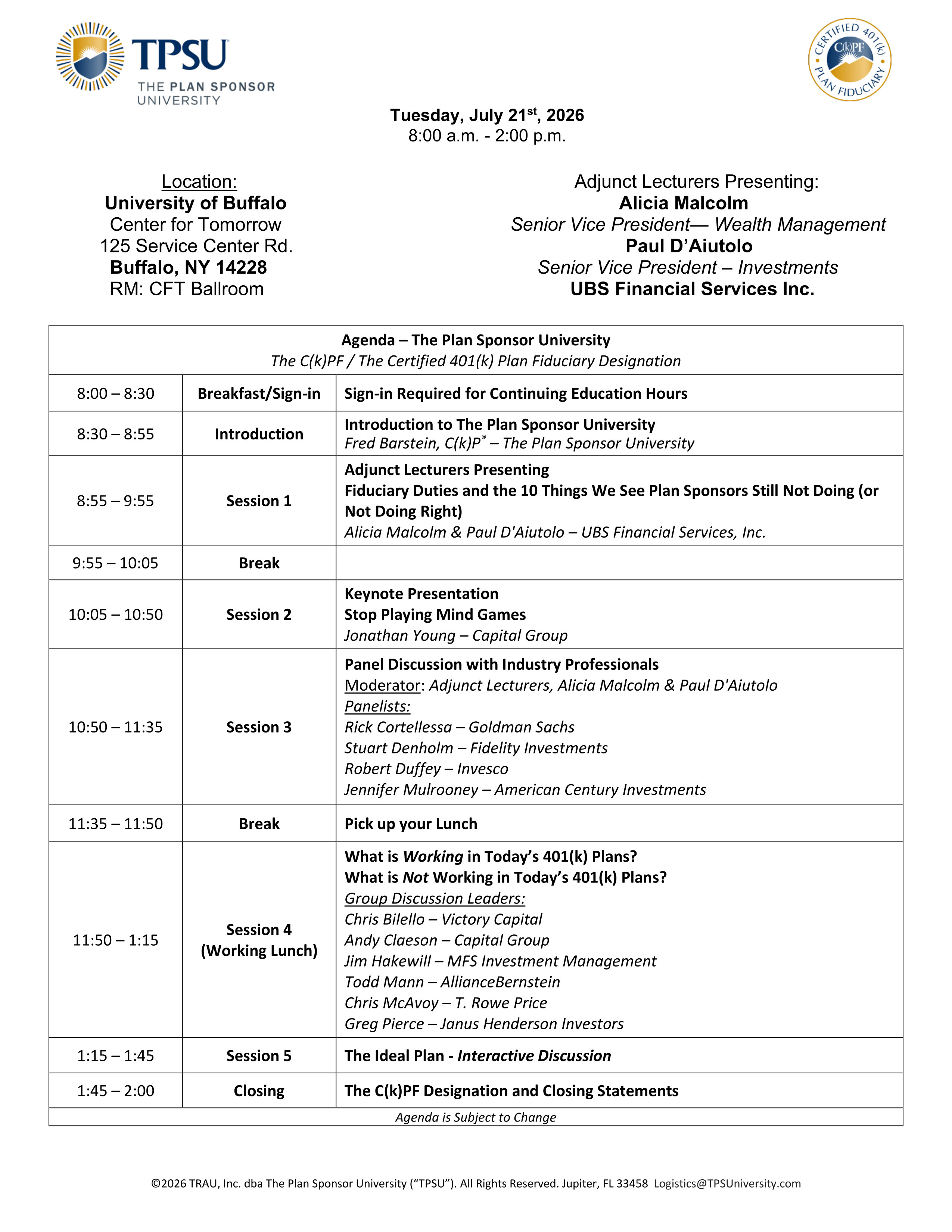 TPSU Agenda