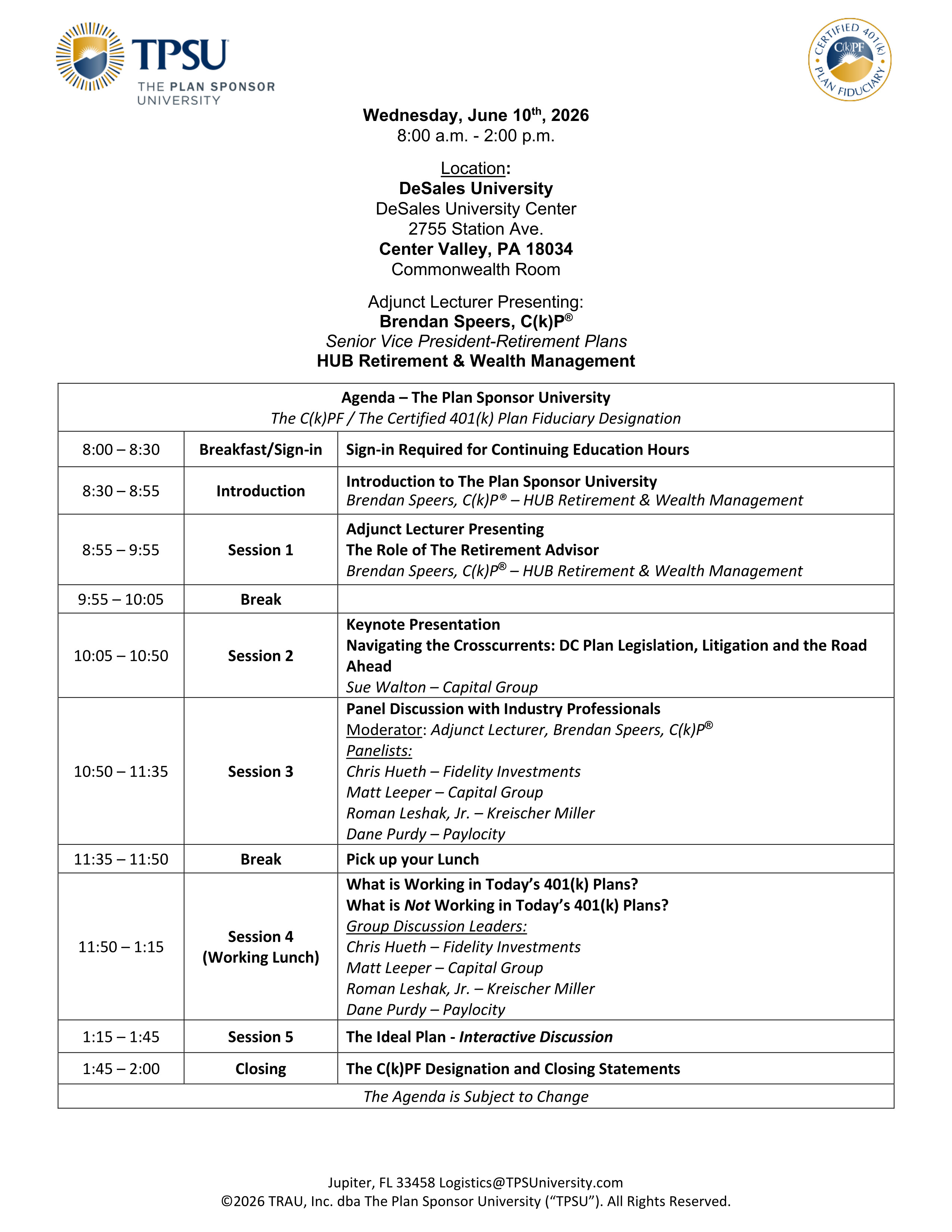 TPSU Agenda
