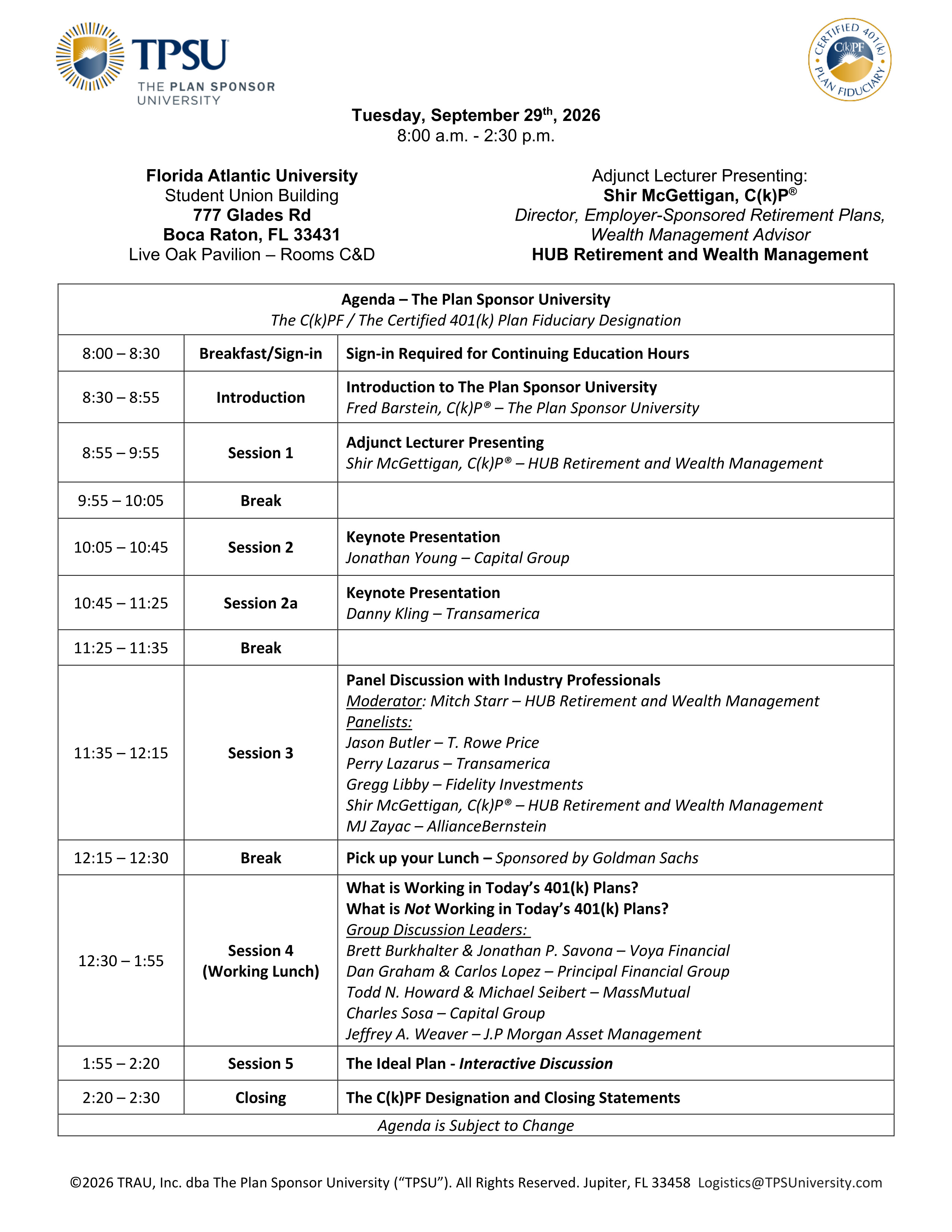 TPSU Agenda