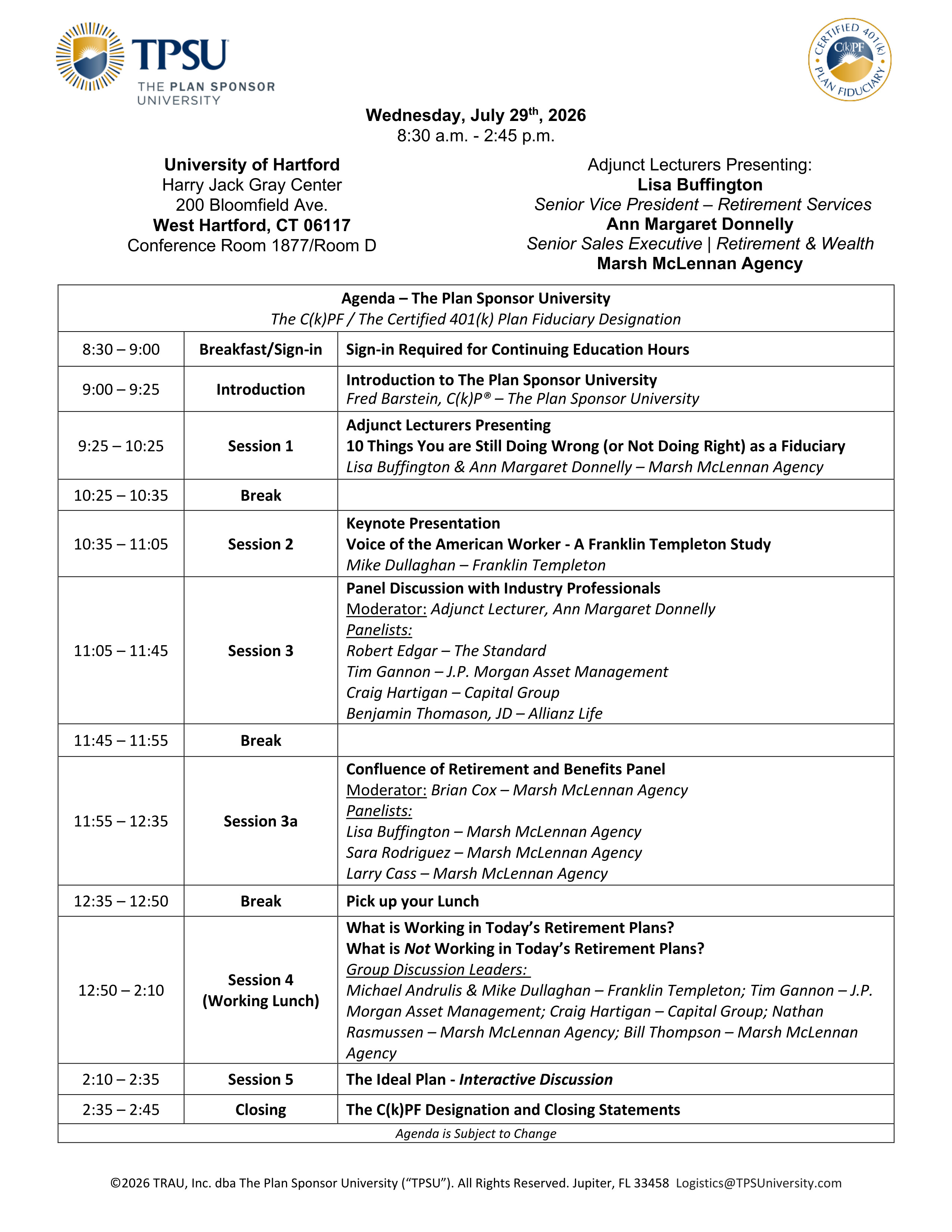 TPSU Agenda