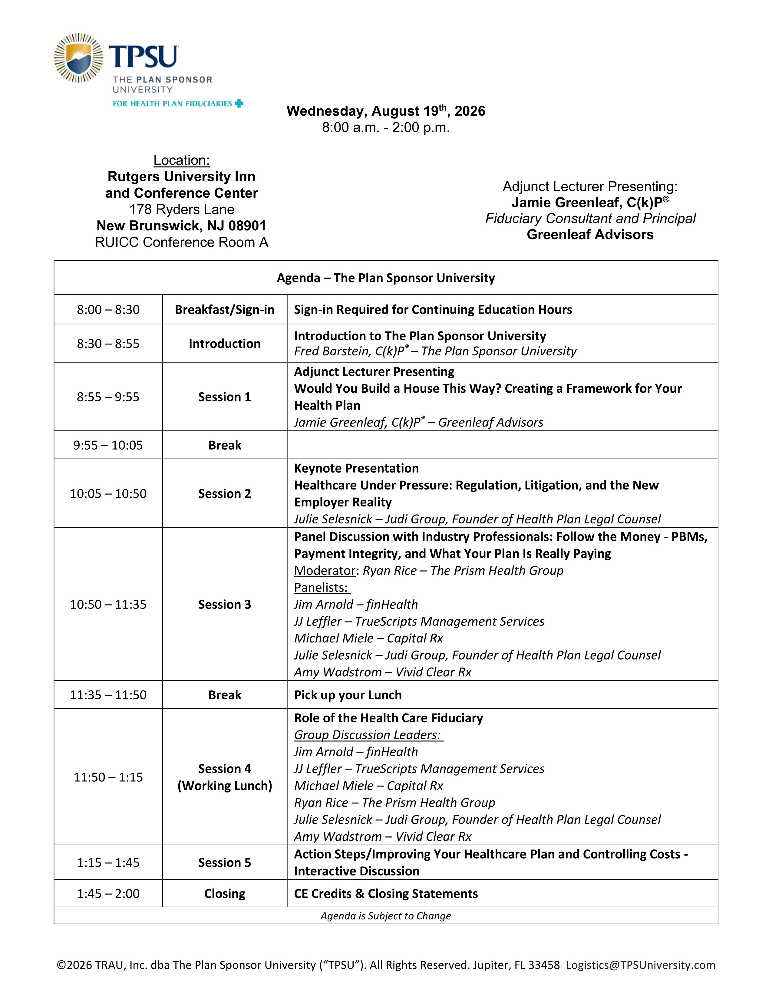TPSU Agenda