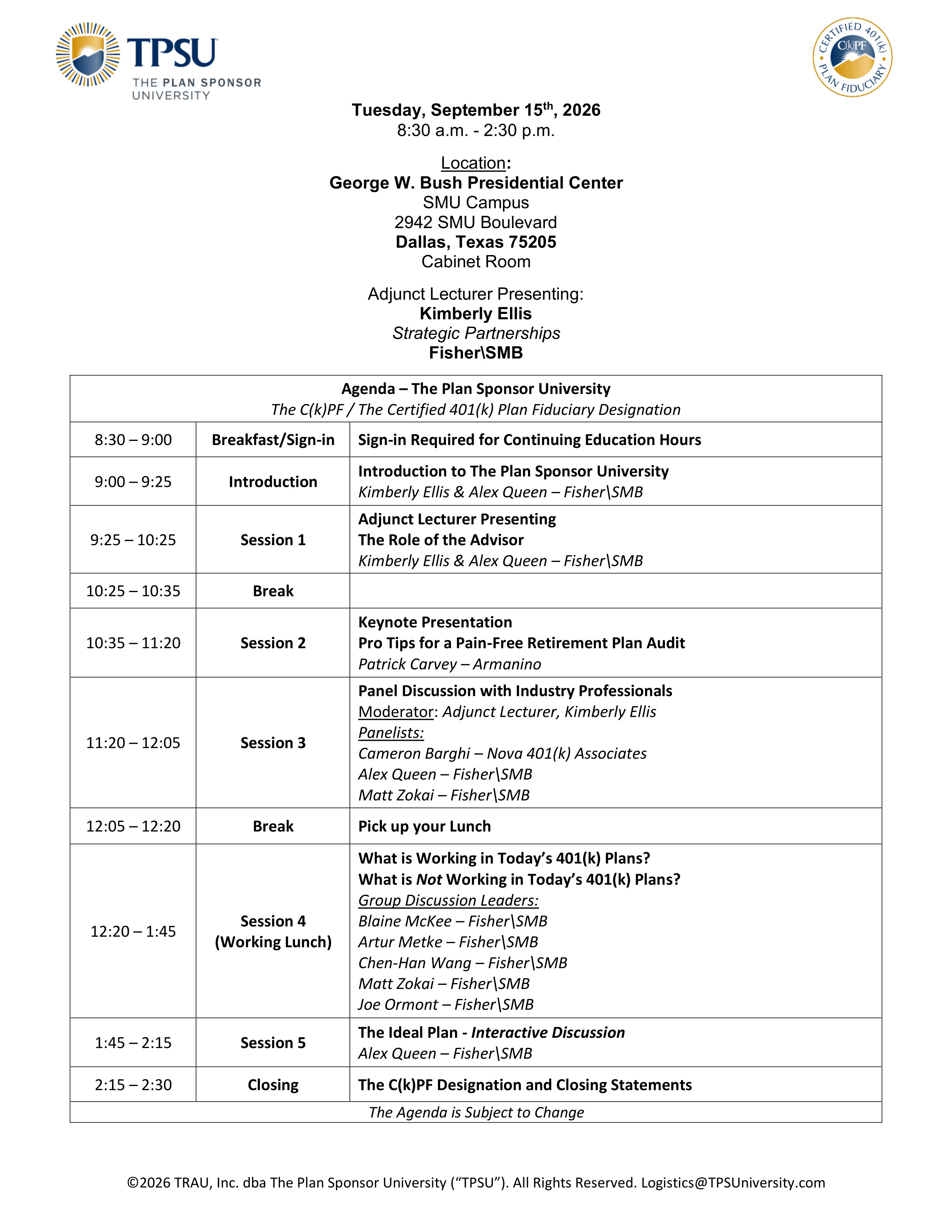 TPSU Agenda
