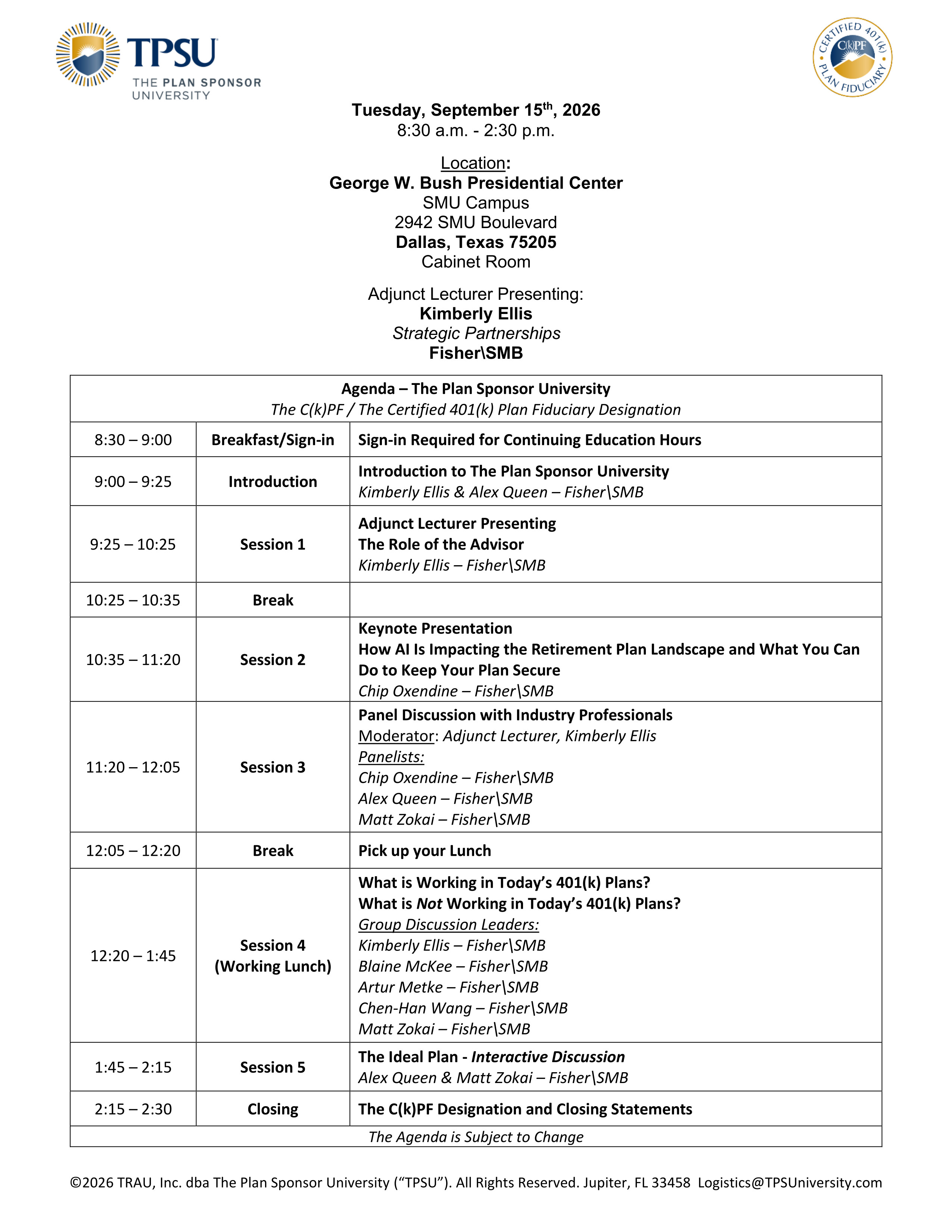 TPSU Agenda