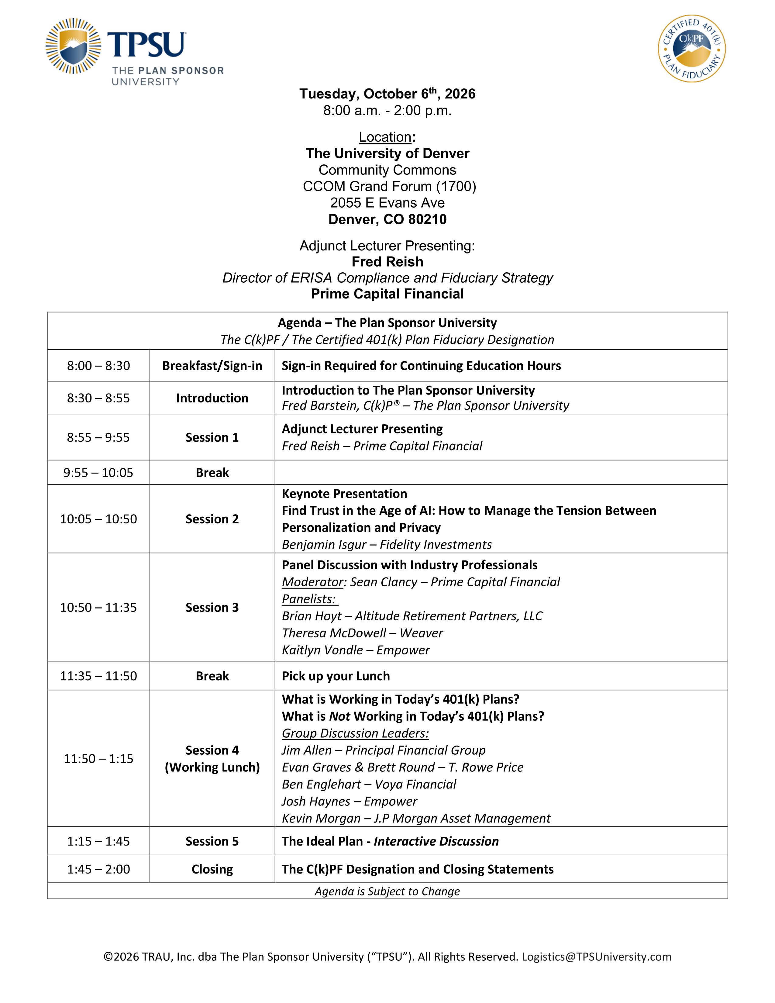 TPSU Agenda