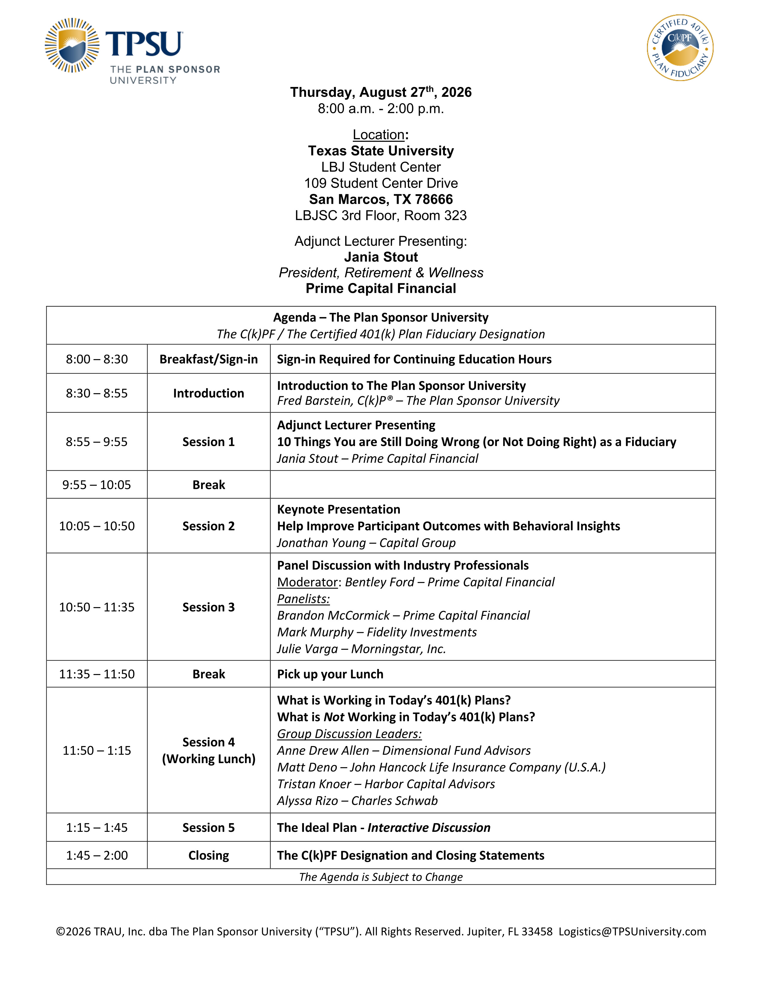 TPSU Agenda