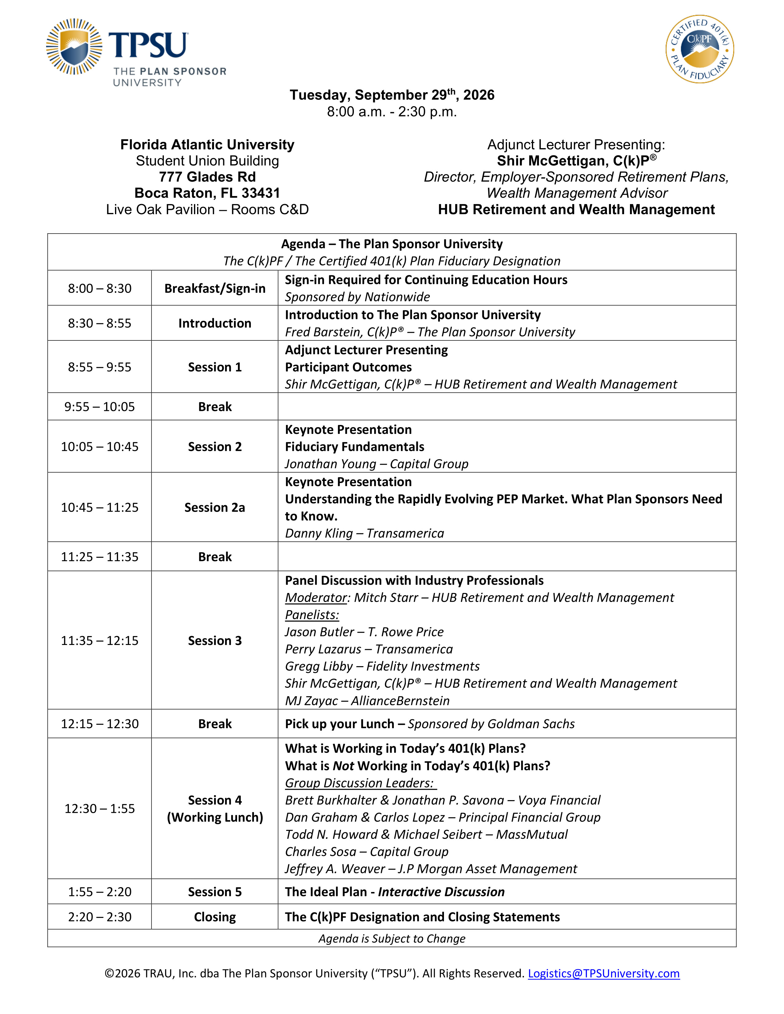 TPSU Agenda