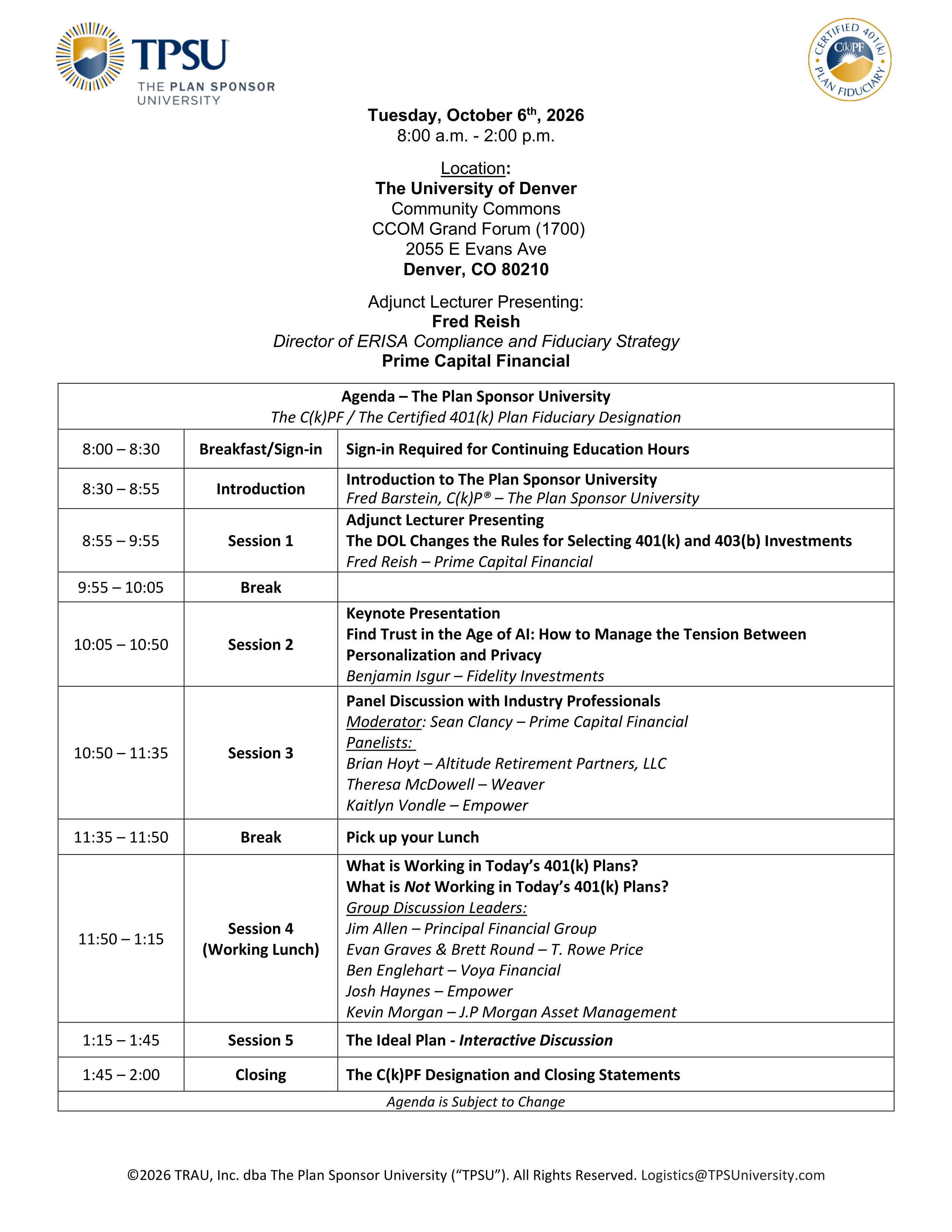 TPSU Agenda
