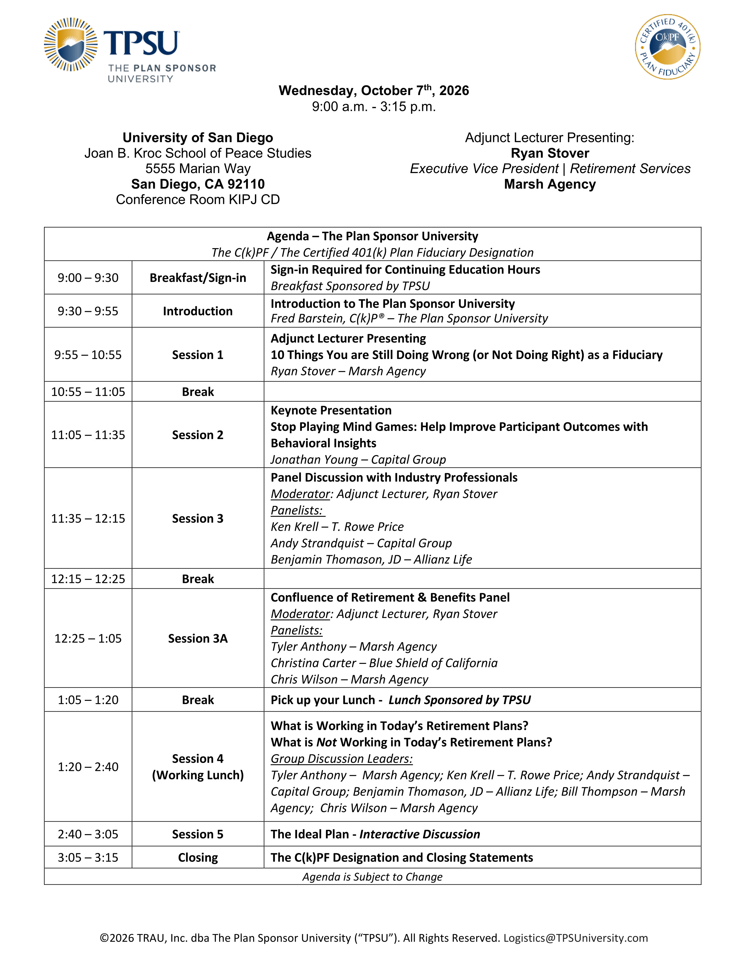TPSU Agenda