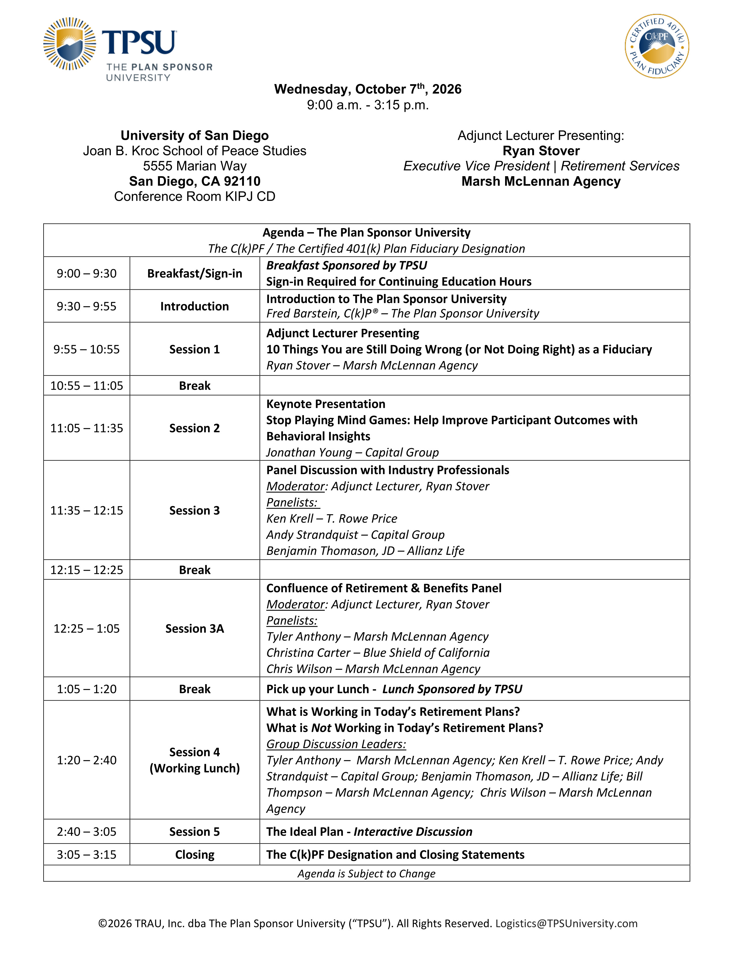 TPSU Agenda