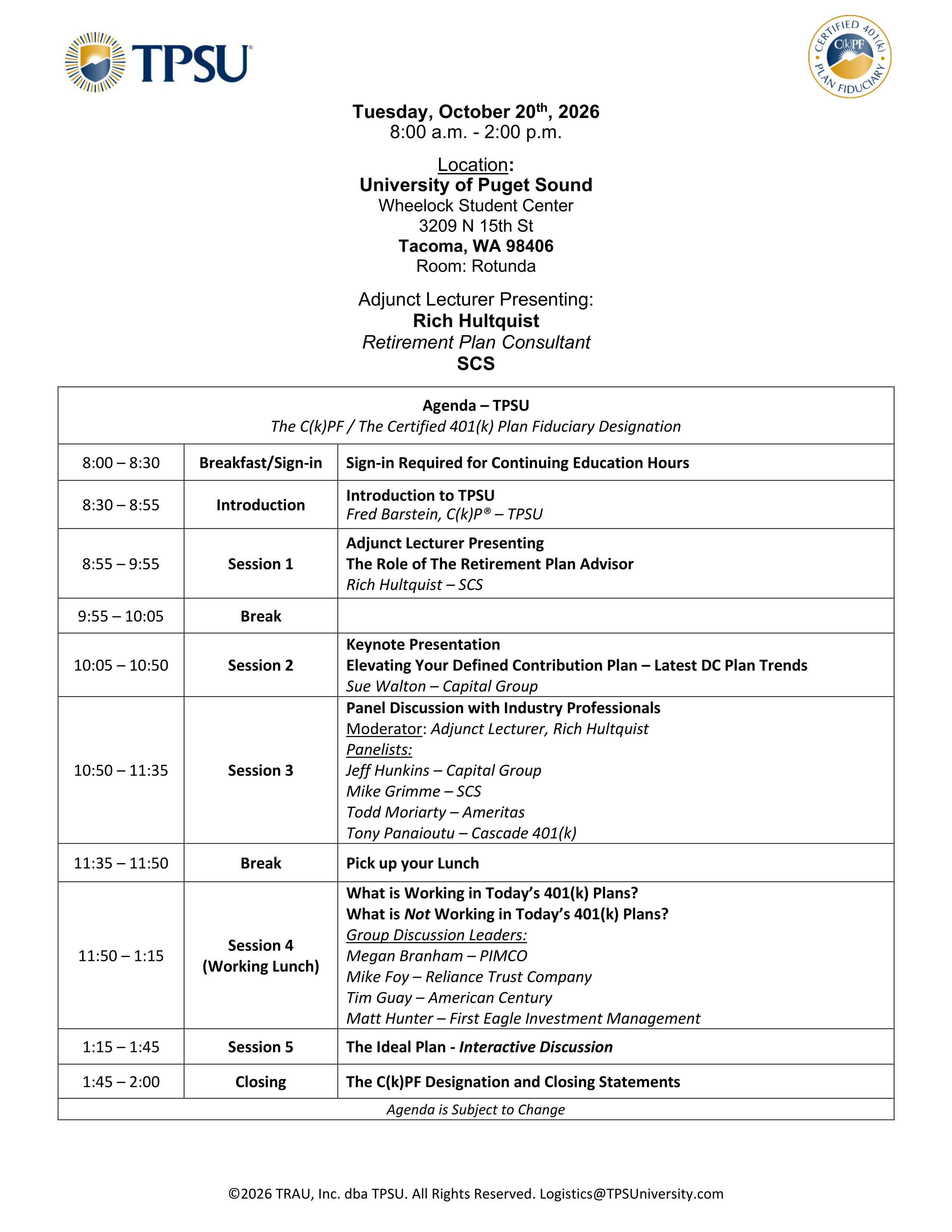 TPSU Agenda