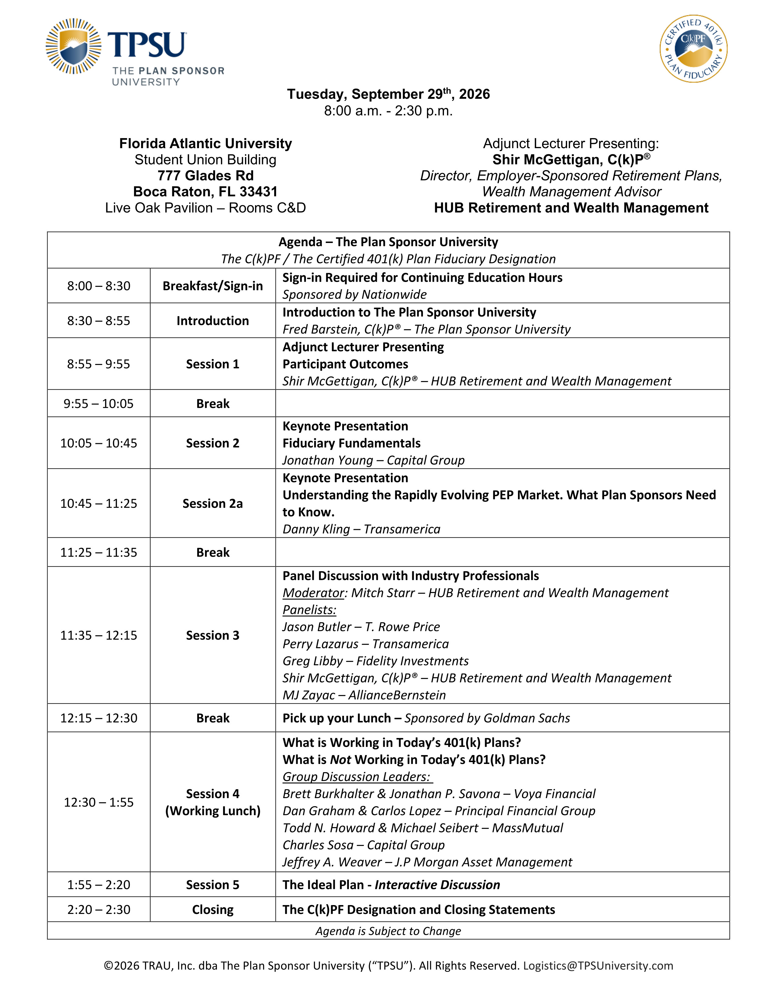 TPSU Agenda